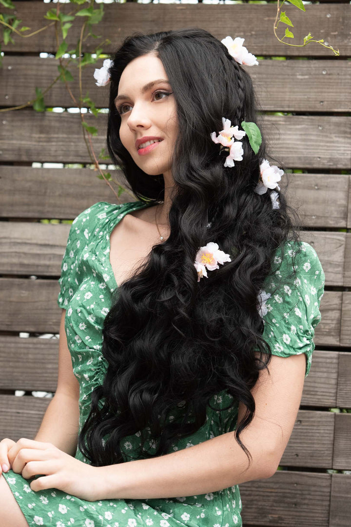 Natural Black Wig 13" X 6" Large Base Lace Front Wig 32 inches Wavy Long Wig Cosplay Witcher Yennefer Wig Halloween Costume Wig Maxwell