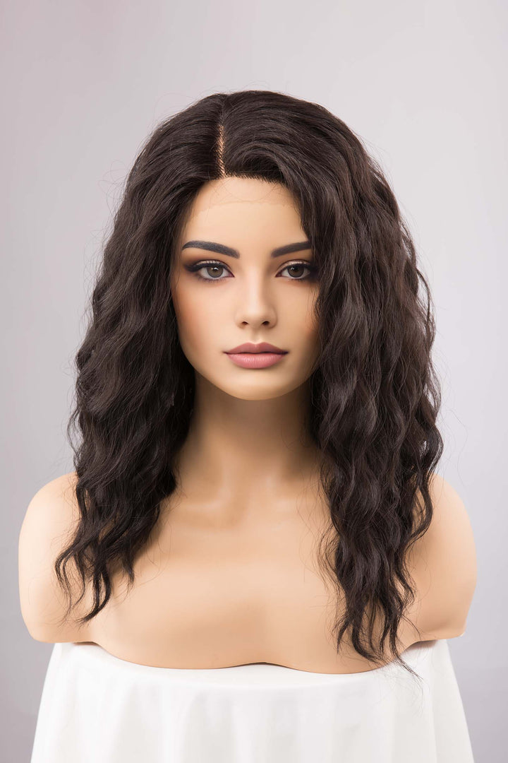 Dark Brown Wig Beach Wavy Lace Front Wig Natural Black Lace Wig for Hair Loss Chemo Wig Halloween Costume Wig Curly Wig Drag Wig Millie