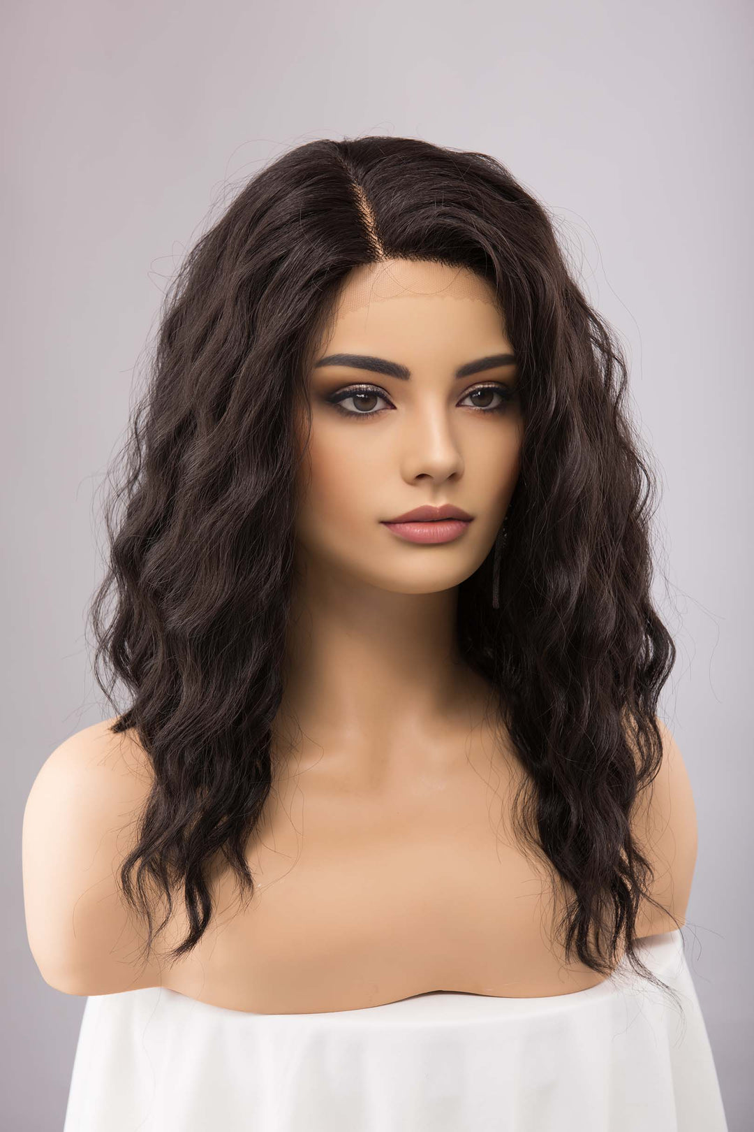 Dark Brown Wig Beach Wavy Lace Front Wig Natural Black Lace Wig for Hair Loss Chemo Wig Halloween Costume Wig Curly Wig Drag Wig Millie