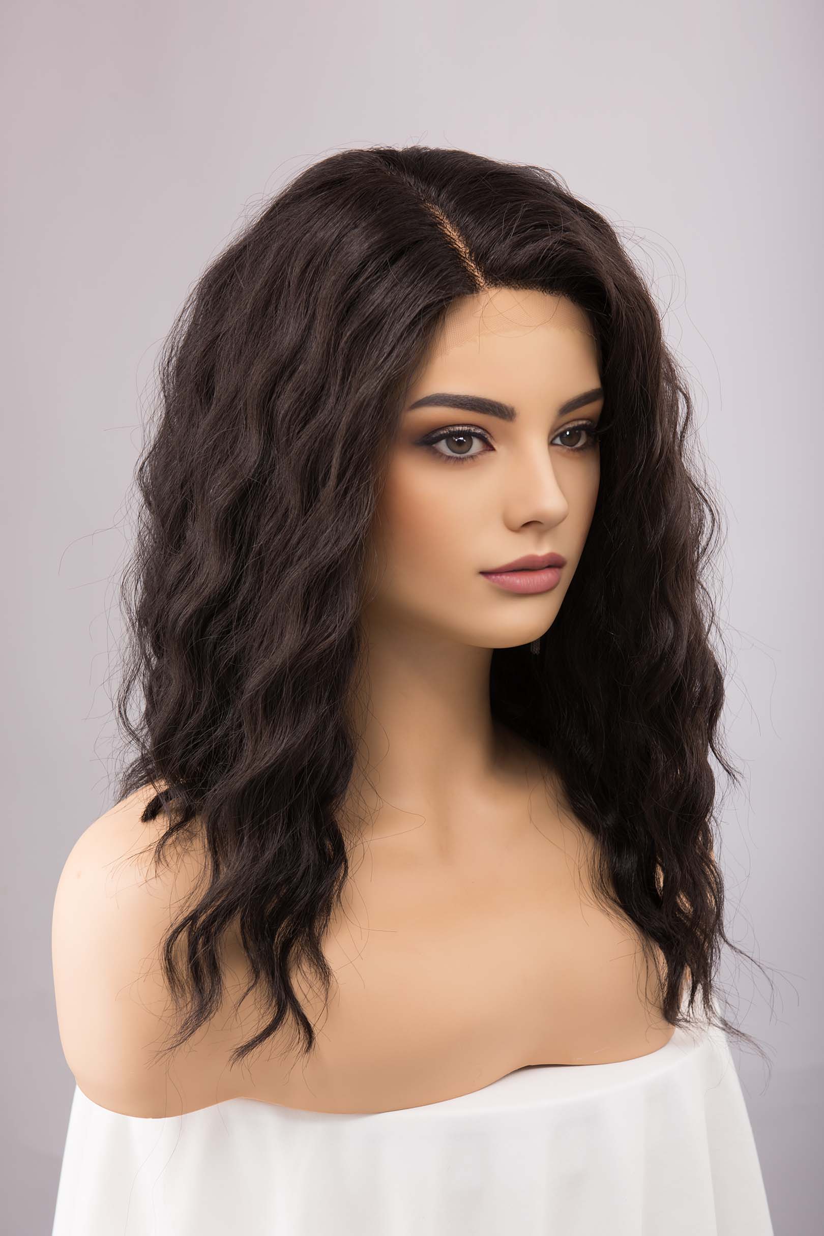 Dark Brown Wig Beach Wavy Lace Front Wig Natural Black Lace Wig