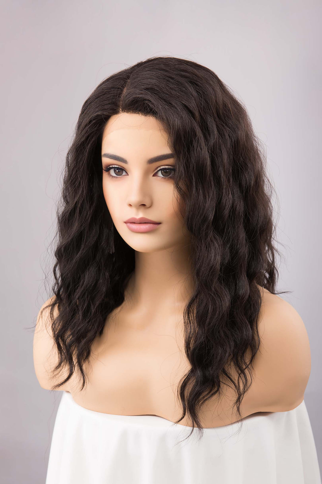 Dark Brown Wig Beach Wavy Lace Front Wig Natural Black Lace Wig for Hair Loss Chemo Wig Halloween Costume Wig Curly Wig Drag Wig Millie