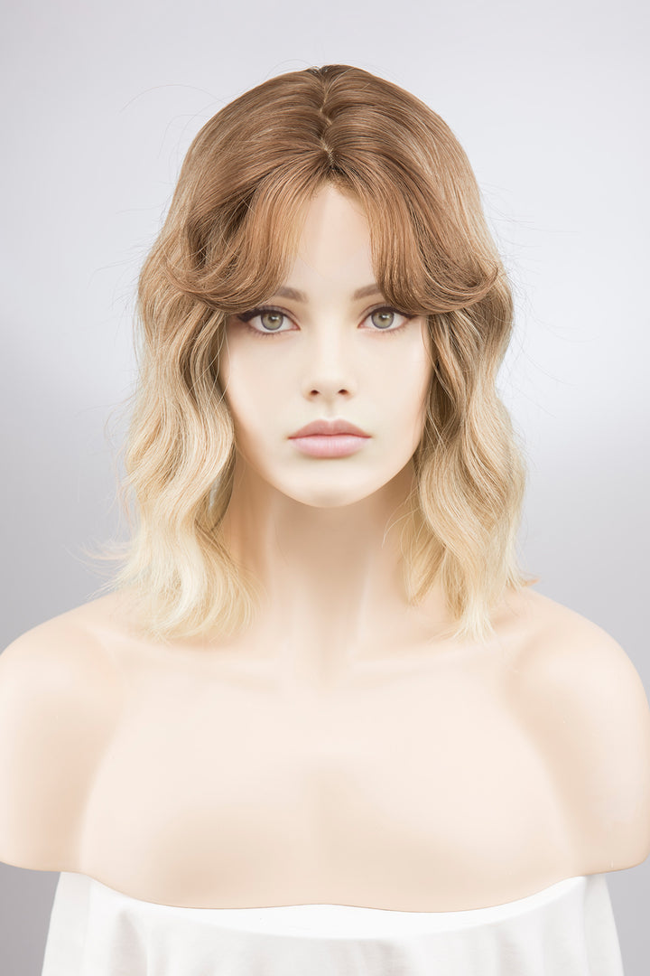 Ash Blonde Ombre Wavy Wig with Bangs Mira