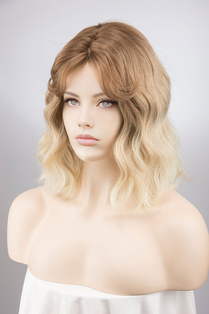 Ash Blonde Ombre Wavy Wig with Bangs Mira
