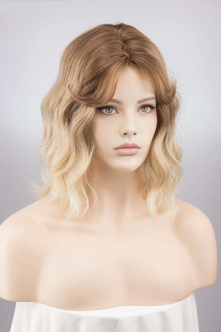 Ash Blonde Ombre Wavy Wig with Bangs Mira