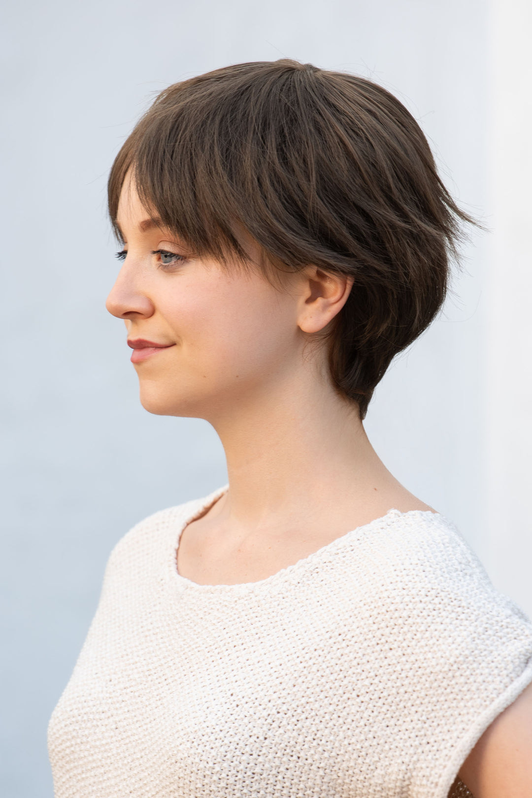 Natural Brown Pixie Cut Synthetic Wig with Bangs Miriam