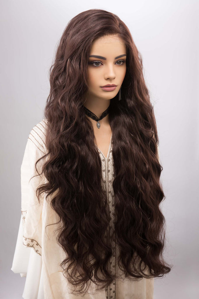 Chocolate Brown Curly Lace Top Synthetic Wig Monica – Her  display picture 2
