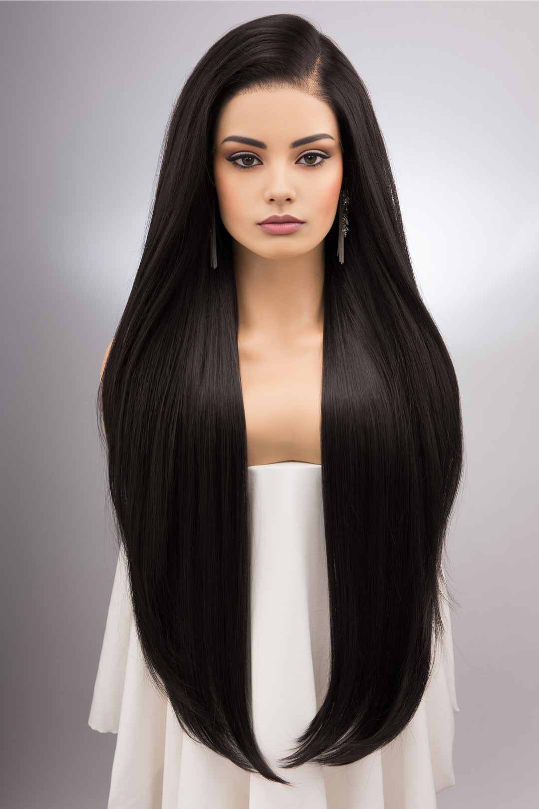 Natural Black Straight Lace Top Synthetic Wig Myla