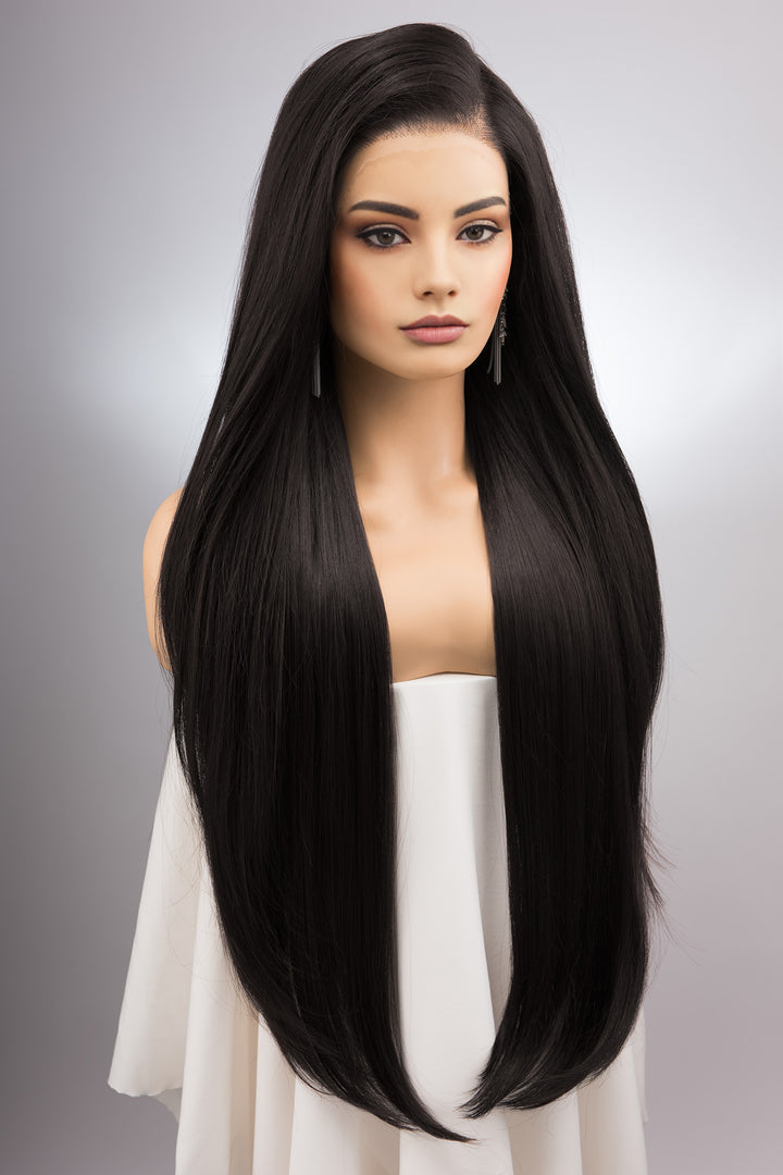 Natural Black Straight Lace Top Synthetic Wig Myla