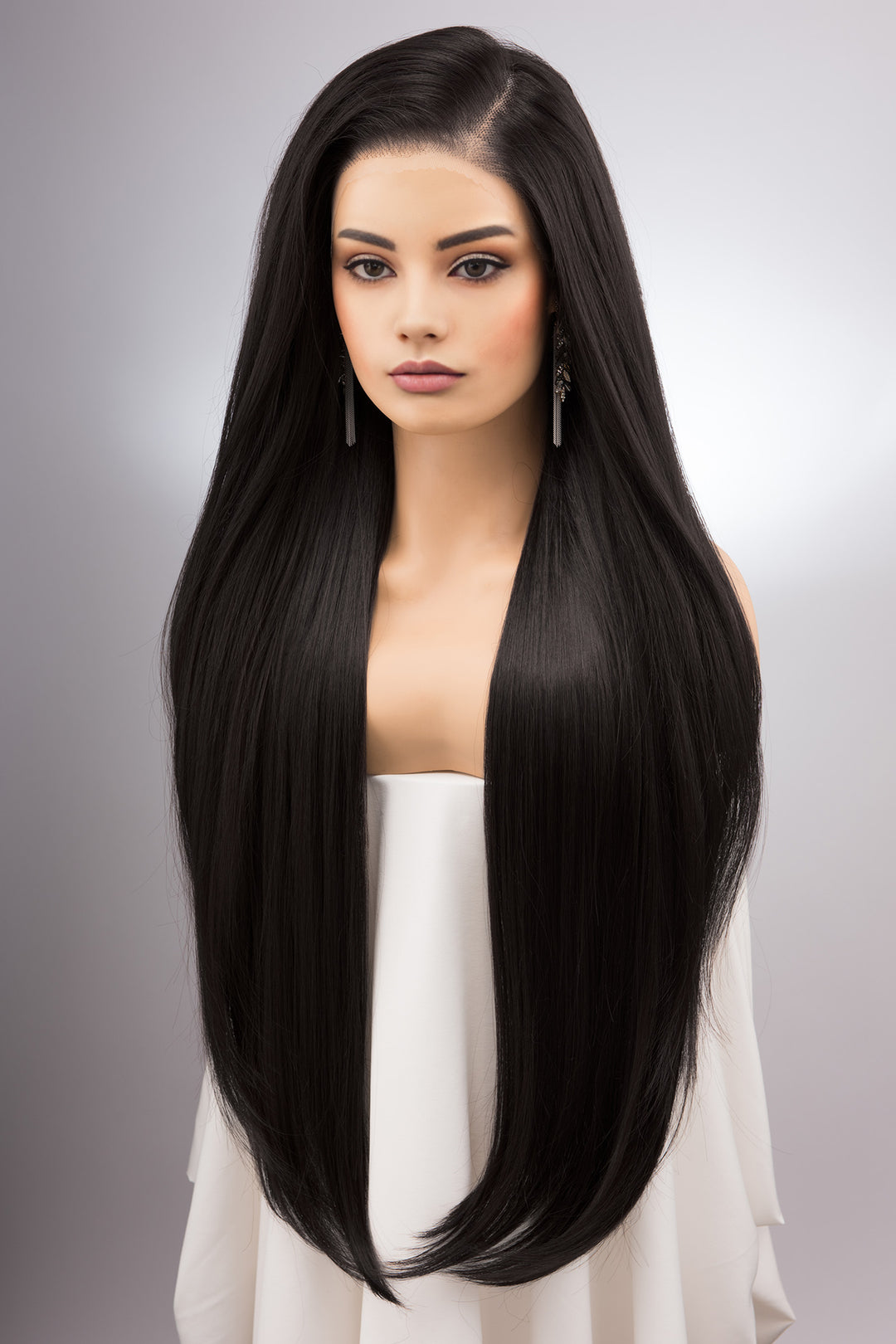 Natural Black Straight Lace Top Synthetic Wig Myla