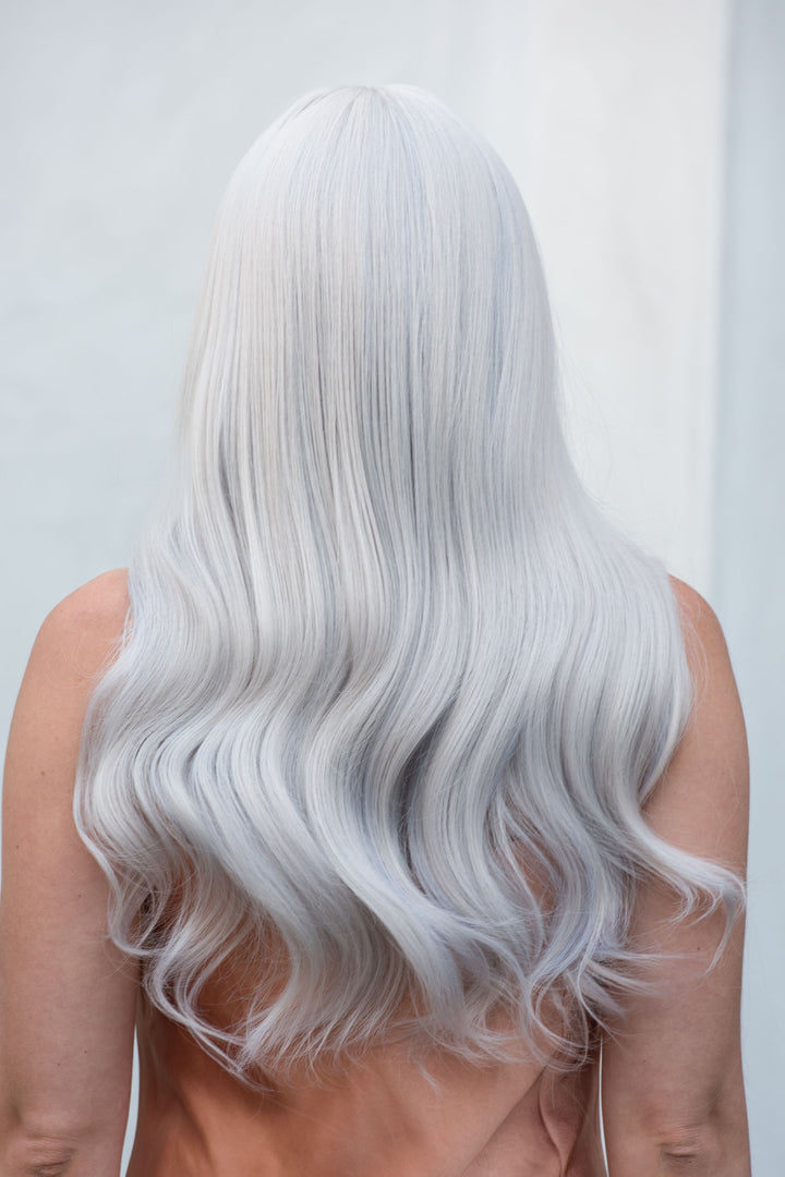 White Wavy Wig with Bangs Synthetic Hair Wig Odelia