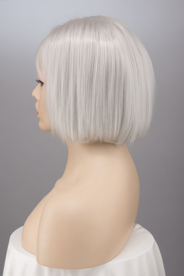 Ash Grey Middle Part Straight Short Bob Wig with Bangs Odessa