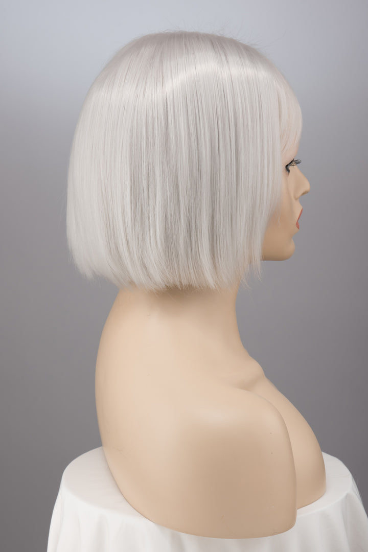 Ash Grey Middle Part Straight Short Bob Wig with Bangs Odessa
