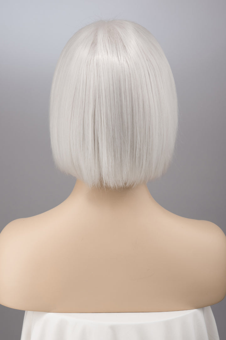Ash Grey Middle Part Straight Short Bob Wig with Bangs Odessa