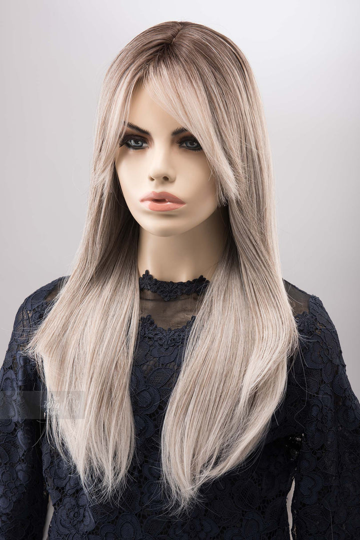 Salt and Pepper Wig with Bang Ombre Silver Grey Wig Multi Gray Balayage Long Wig Side Curtain Bangs Cosplay Wig Party Hair Loss Wig ODILE