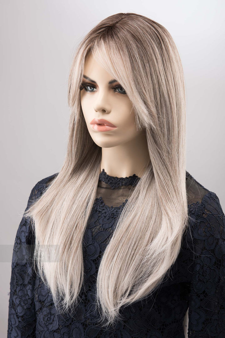 Salt and Pepper Wig with Bang Ombre Silver Grey Wig Multi Gray Balayage Long Wig Side Curtain Bangs Cosplay Wig Party Hair Loss Wig ODILE