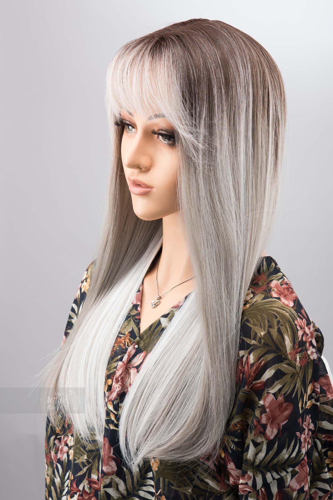 Salt and Pepper Wig with Bangs Long Ombre Grey Wig Silver Gray Balayage Wig Cosplay Wig Party Hair Loss Wig Her Wig Closet Olena