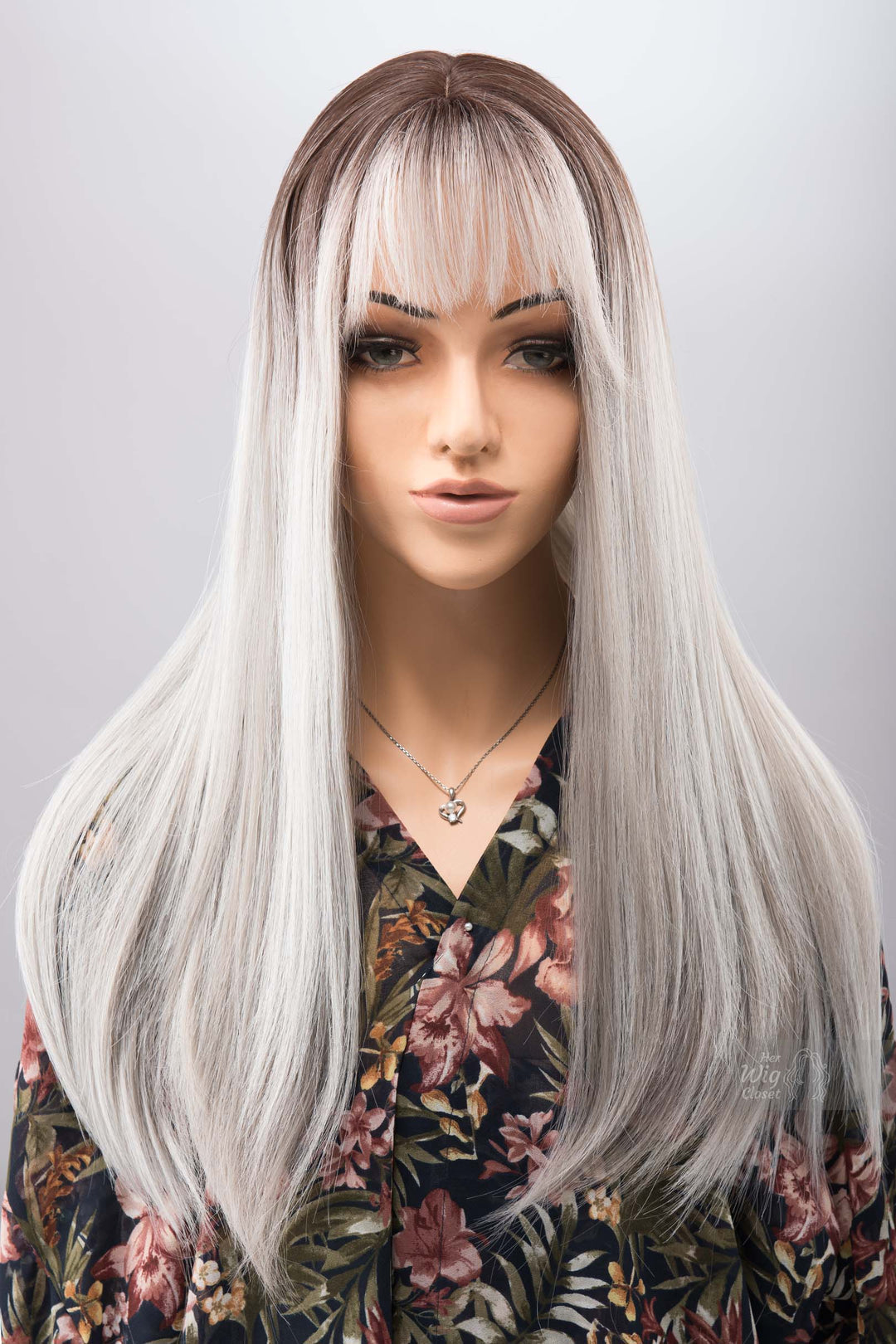 Salt and Pepper Wig with Bangs Long Ombre Grey Wig Silver Gray Balayage Wig Cosplay Wig Party Hair Loss Wig Her Wig Closet Olena