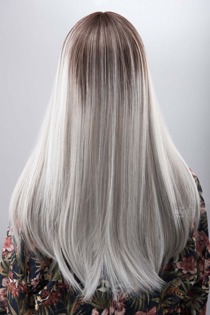Salt and Pepper Wig with Bangs Long Ombre Grey Wig Silver Gray Balayage Wig Cosplay Wig Party Hair Loss Wig Her Wig Closet Olena