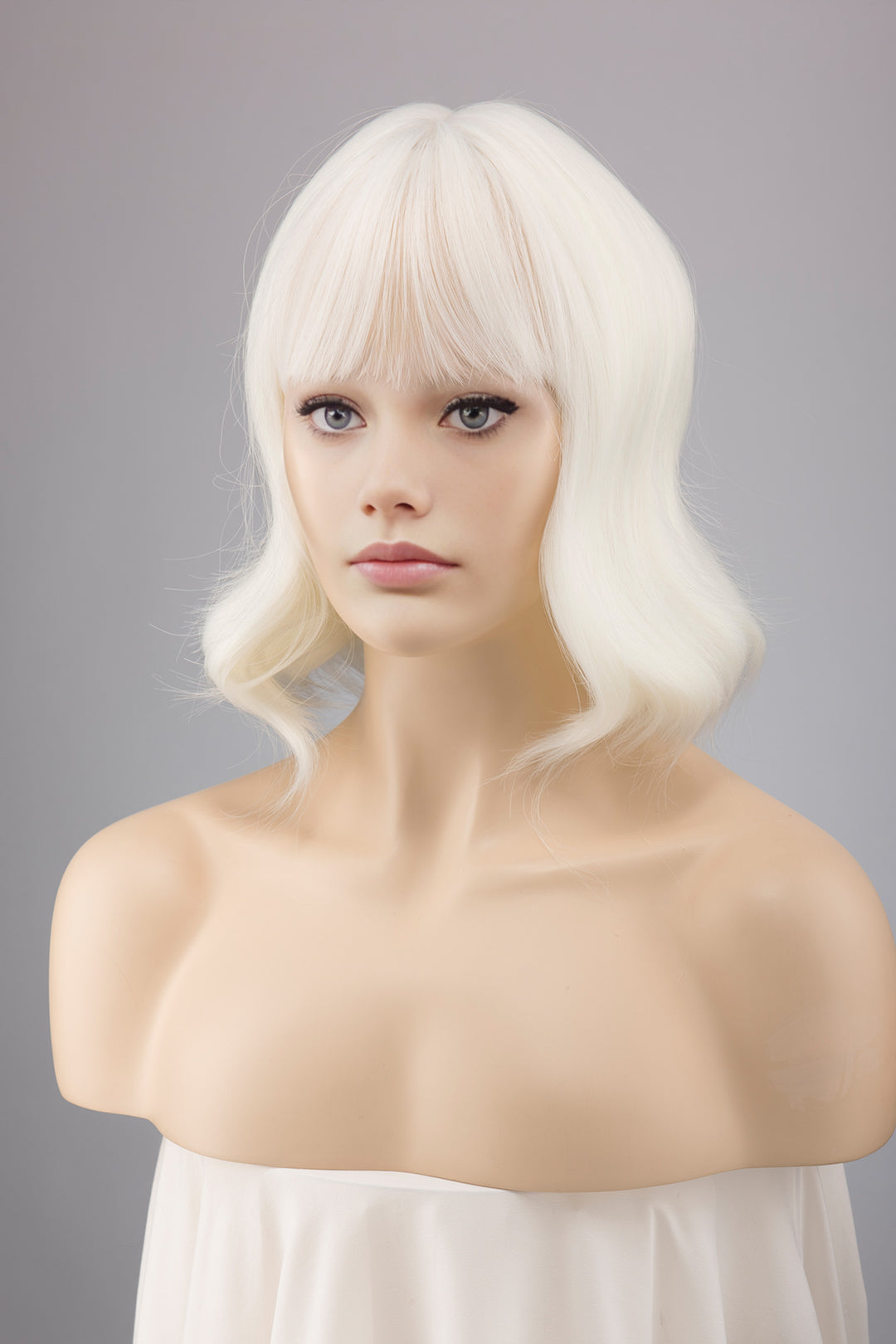 Icy Blonde Short Wavy Wig with Bangs Olga