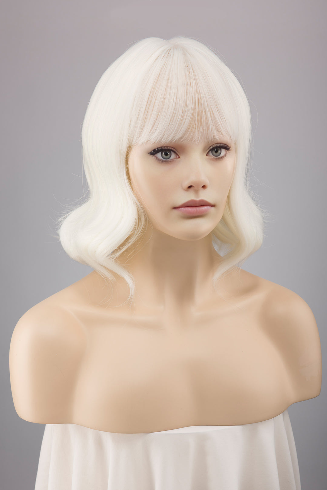 Icy Blonde Short Wavy Wig with Bangs Olga