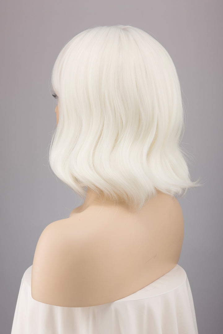 Icy Blonde Short Wavy Wig with Bangs Olga