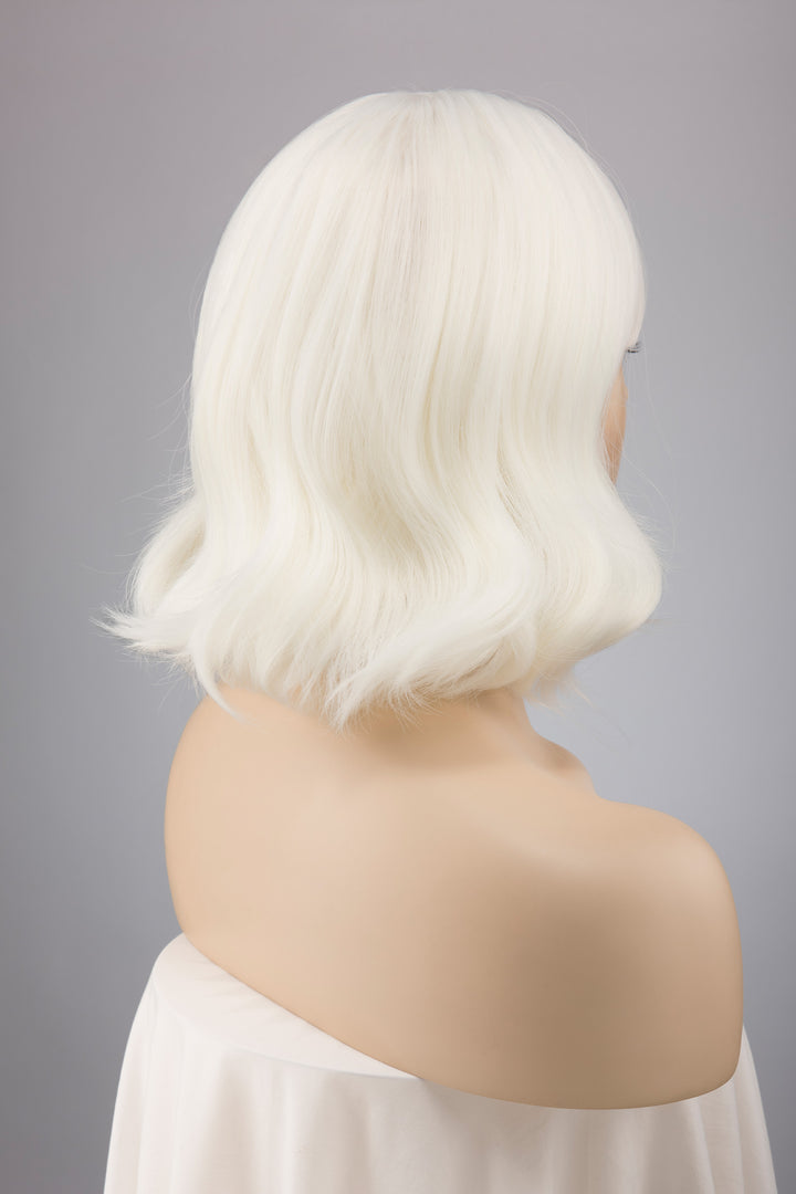 Icy Blonde Short Wavy Wig with Bangs Olga