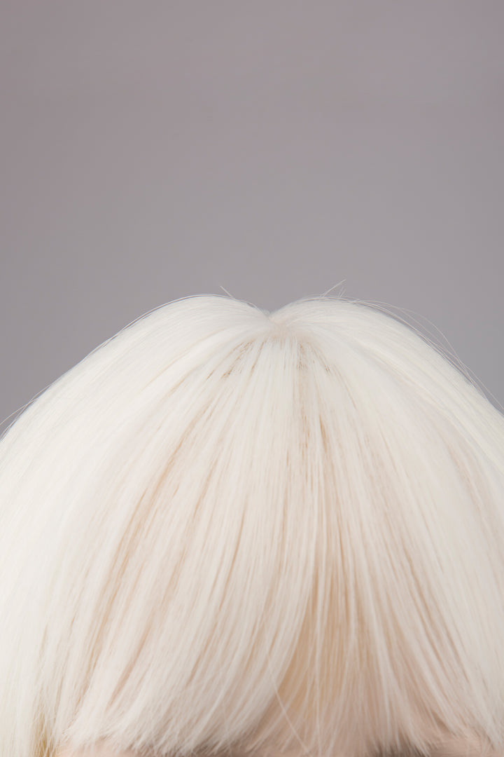 Icy Blonde Short Wavy Wig with Bangs Olga