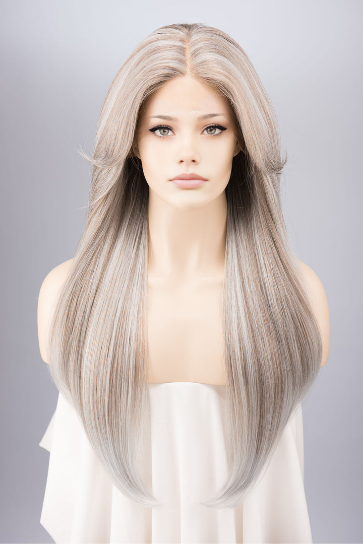 Ash Grey with Icy Silver Highlights Lace Wig Onida