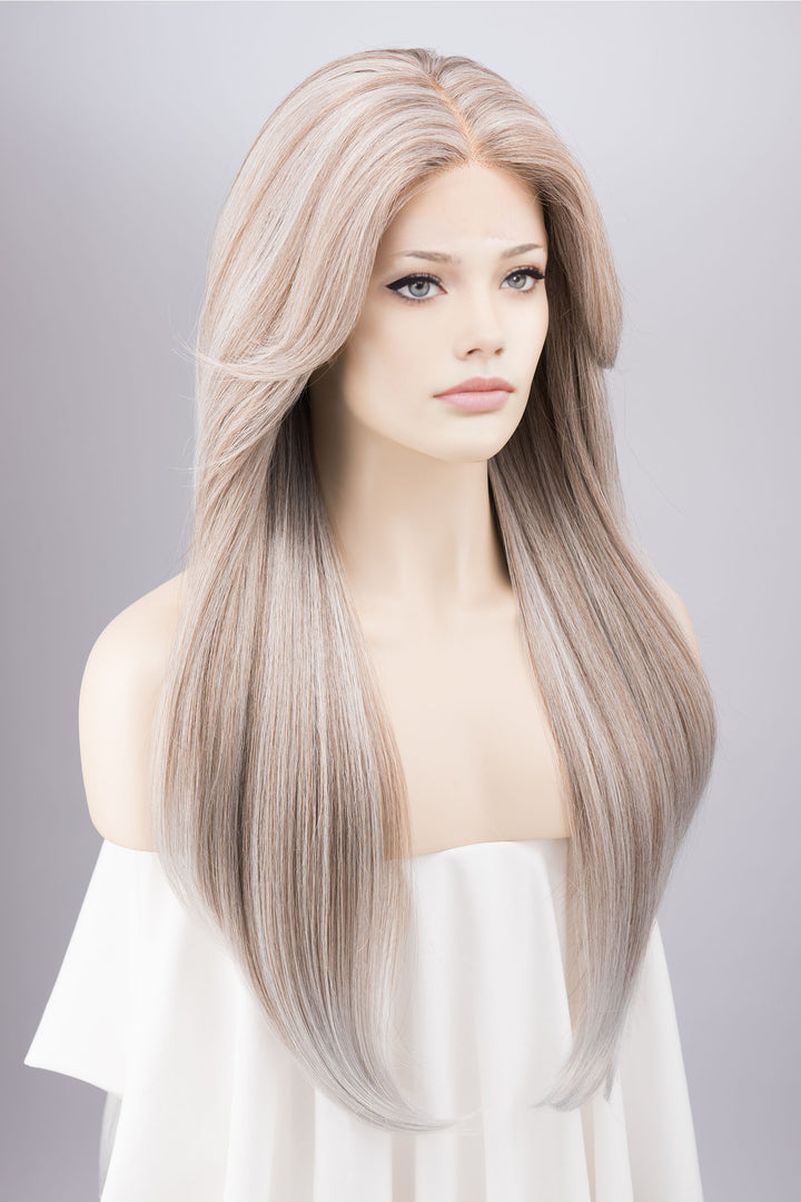 Ash Grey with Icy Silver Highlights Lace Wig Onida