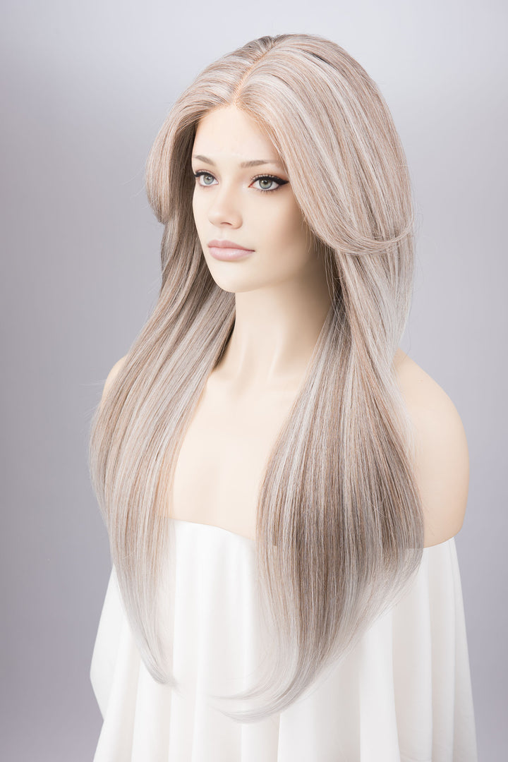 Ash Grey with Icy Silver Highlights Lace Wig Onida