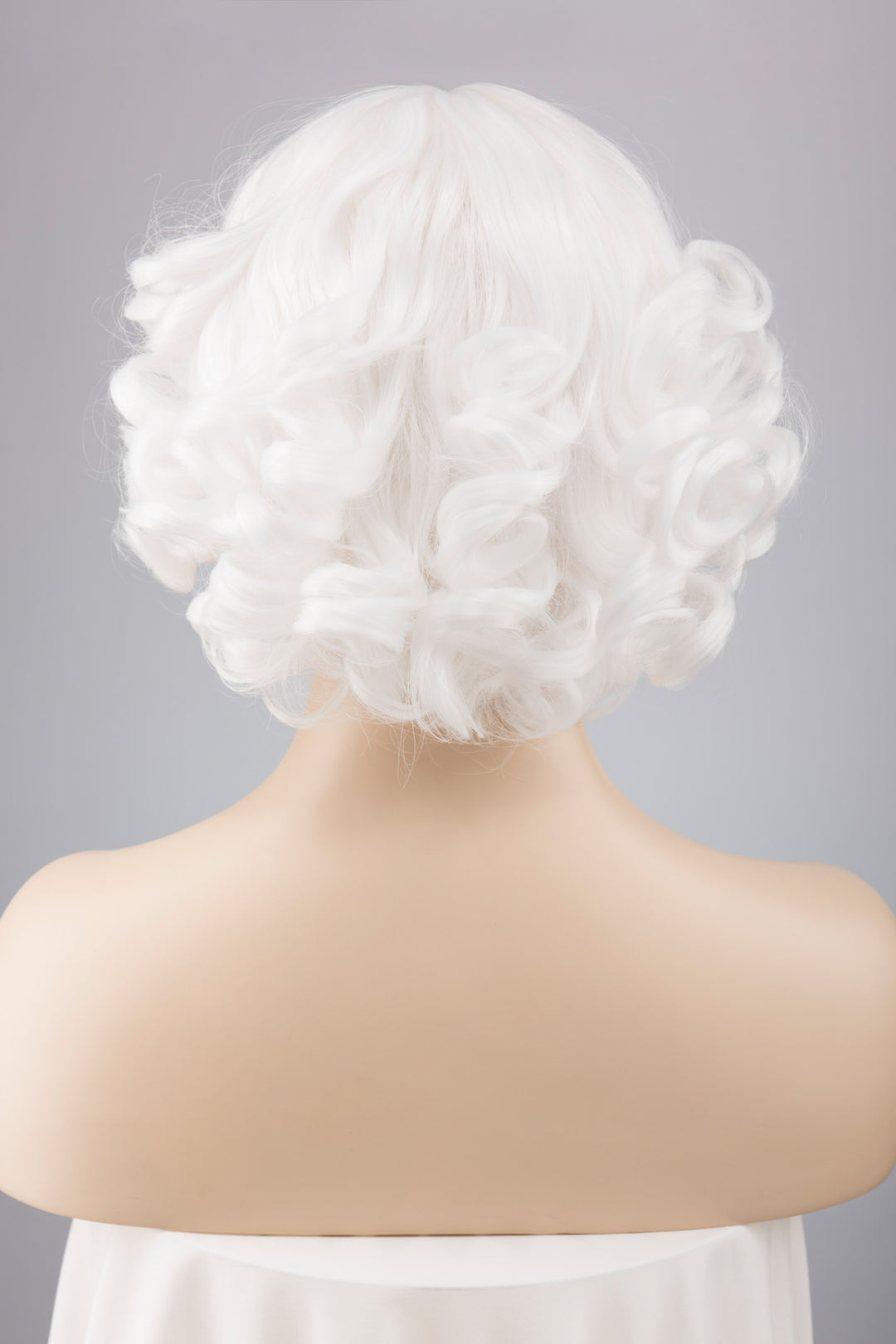 White Silver Side Part Wavy Curly Short Bob Wig with Bangs Ora