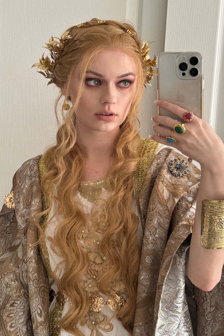 Strawberry Blonde Curly Lace Top Synthetic Wig Idina