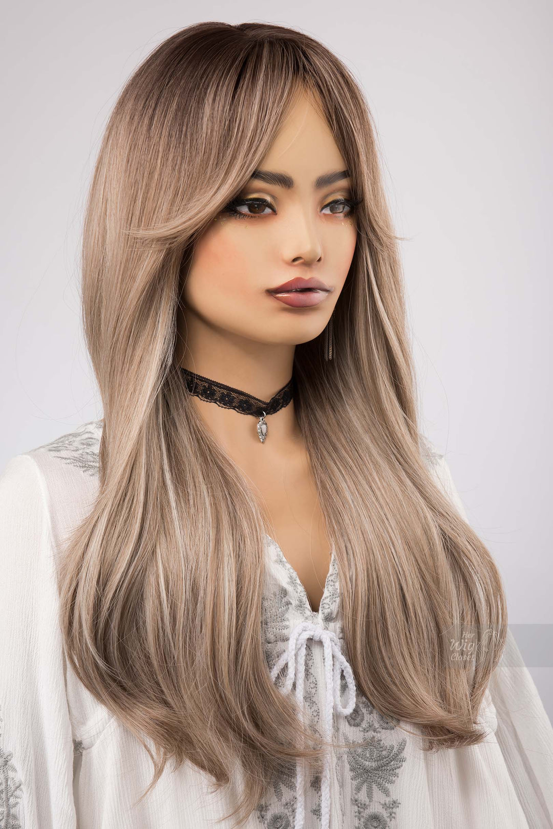 Ash Blonde Highlight Wig No Lace Middle Part Straight Wavy Bob Wig Her Wig Closet Adeline