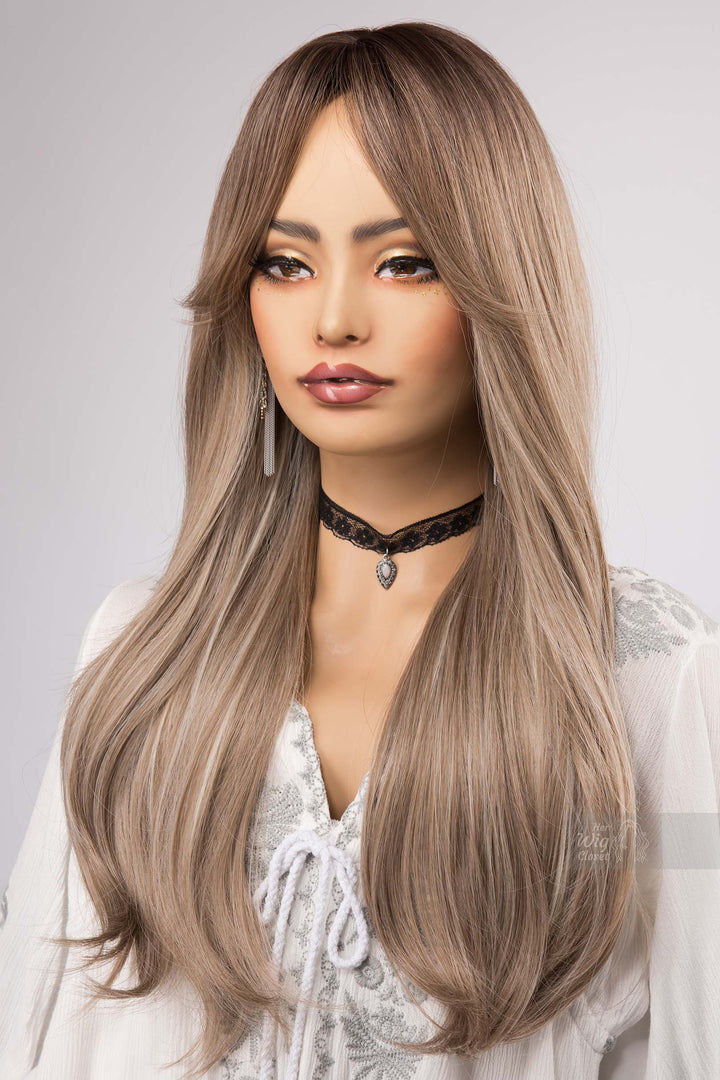 Ash Blonde Highlight Wig No Lace Middle Part Straight Wavy Bob Wig Her Wig Closet Adeline