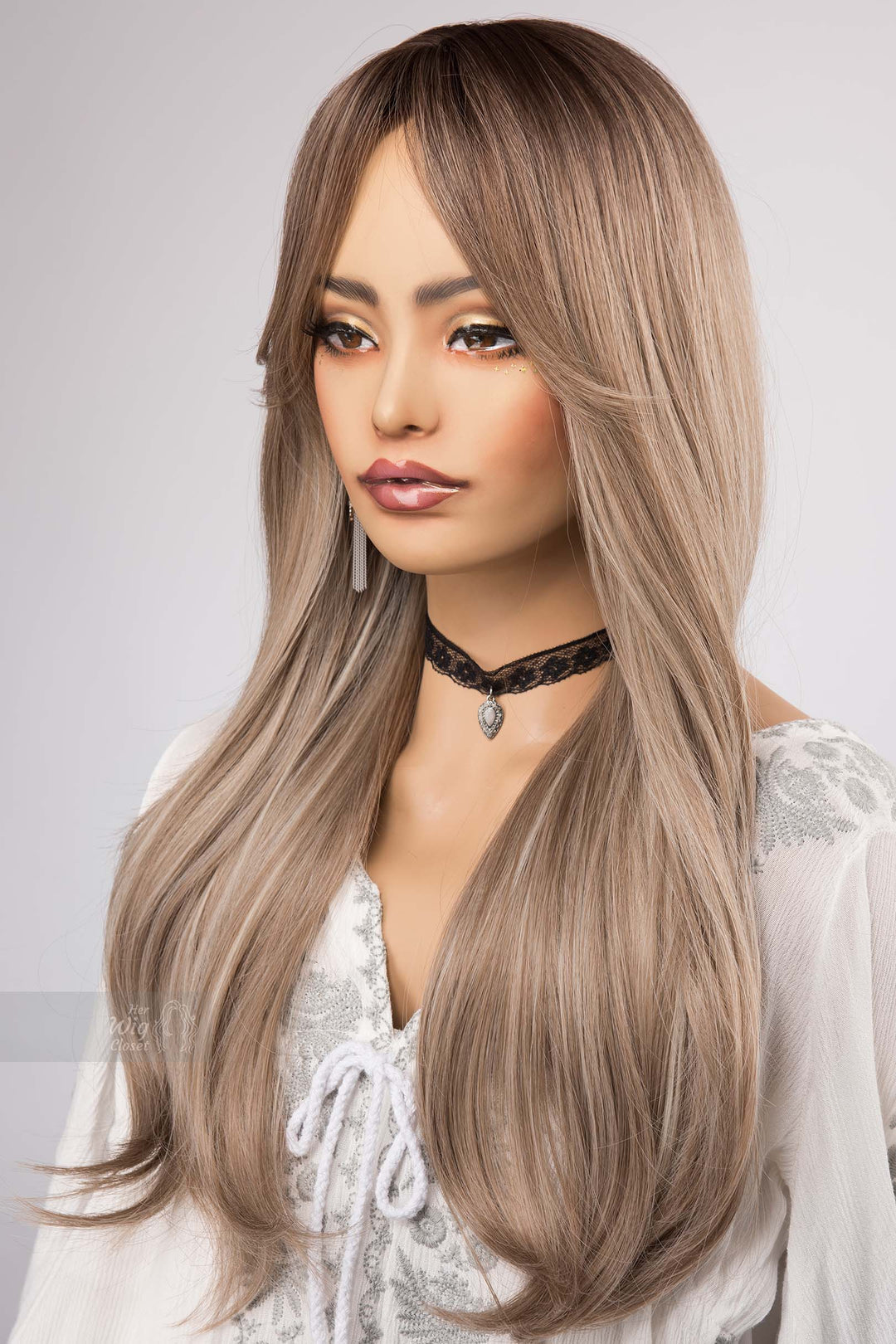 Ash Blonde Highlight Wig No Lace Middle Part Straight Wavy Bob Wig Her Wig Closet Adeline
