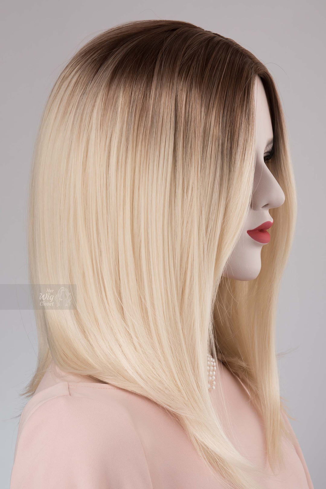 Ice Blonde Ombre Wig with Dark Roots Adina