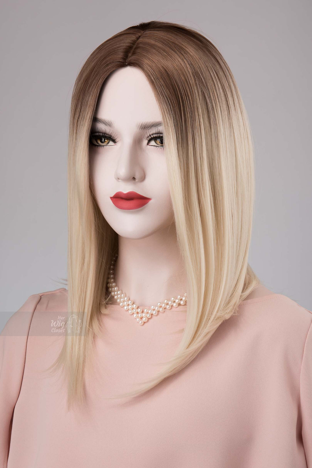 Ice Blonde Ombre Wig with Dark Roots Adina