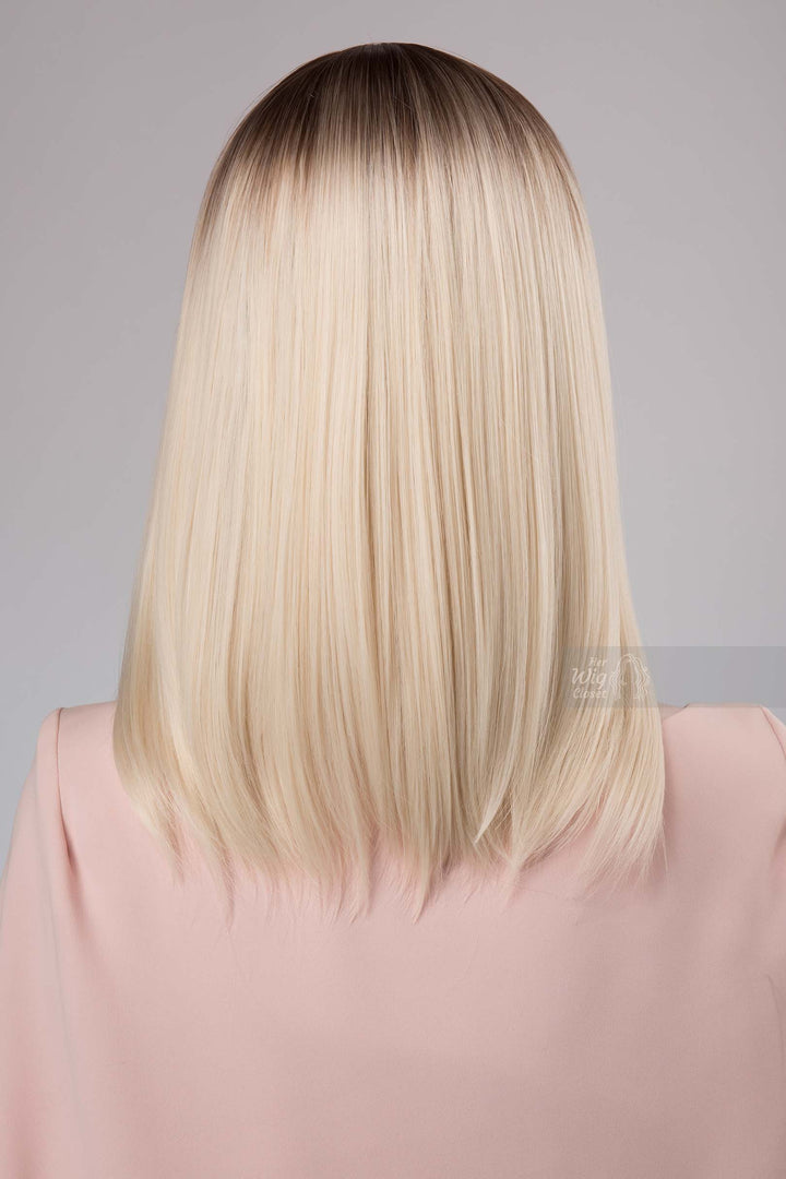 Ice Blonde Ombre Wig with Dark Roots Adina