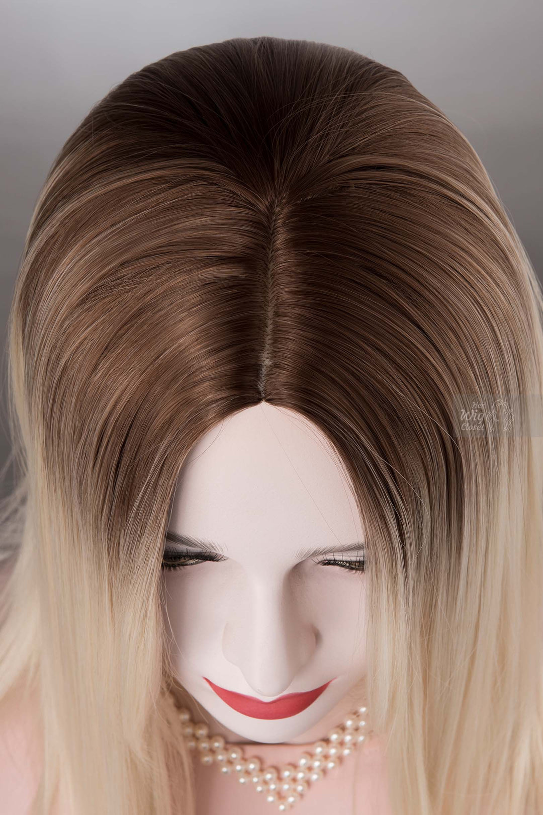 Ice Blonde Ombre Wig with Dark Roots Adina