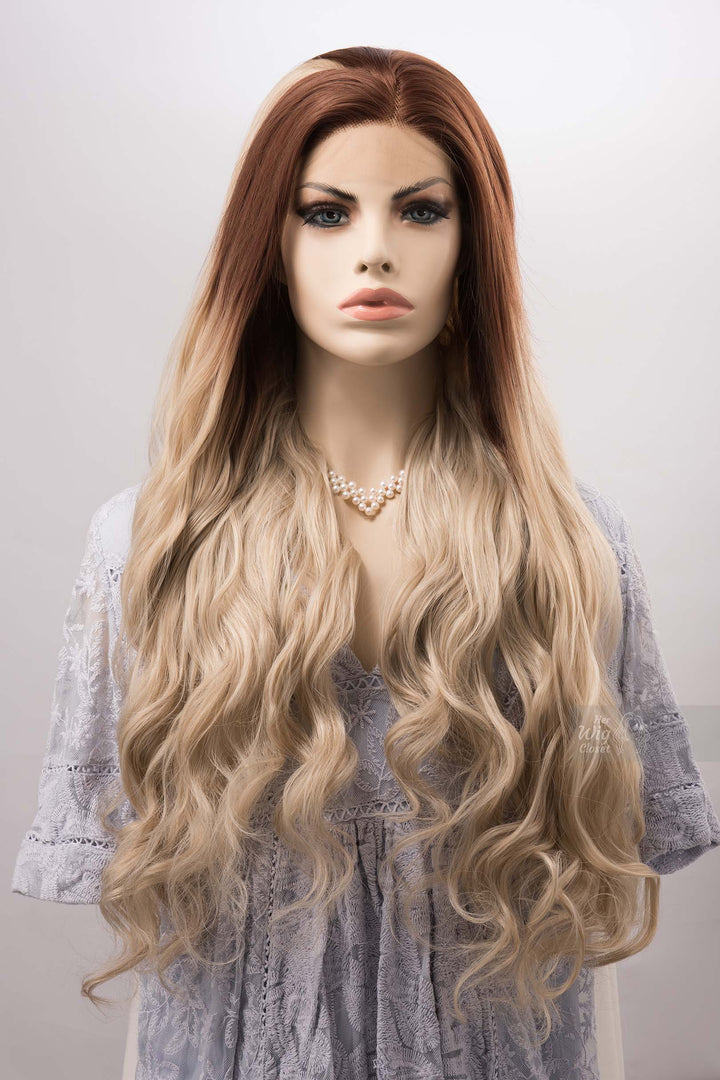 Brown Blonde Ombre Wig Lace Front Wig Synthetic Wig Aggie