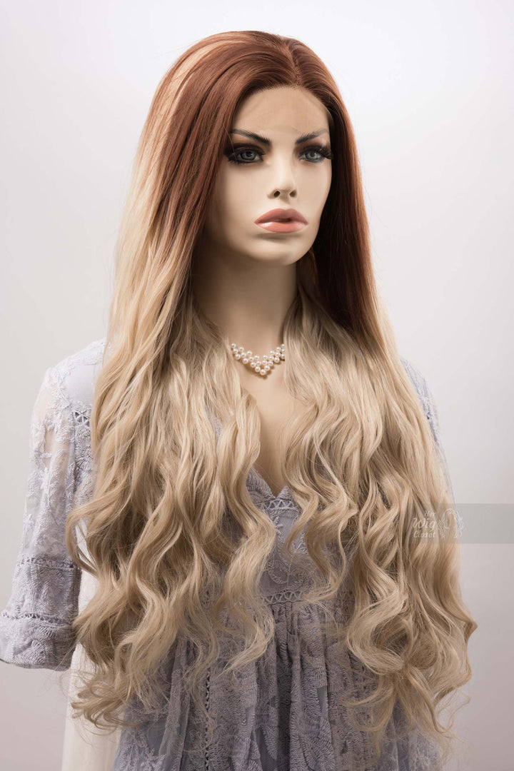 Brown Blonde Ombre Wig Lace Front Wig Synthetic Wig Aggie