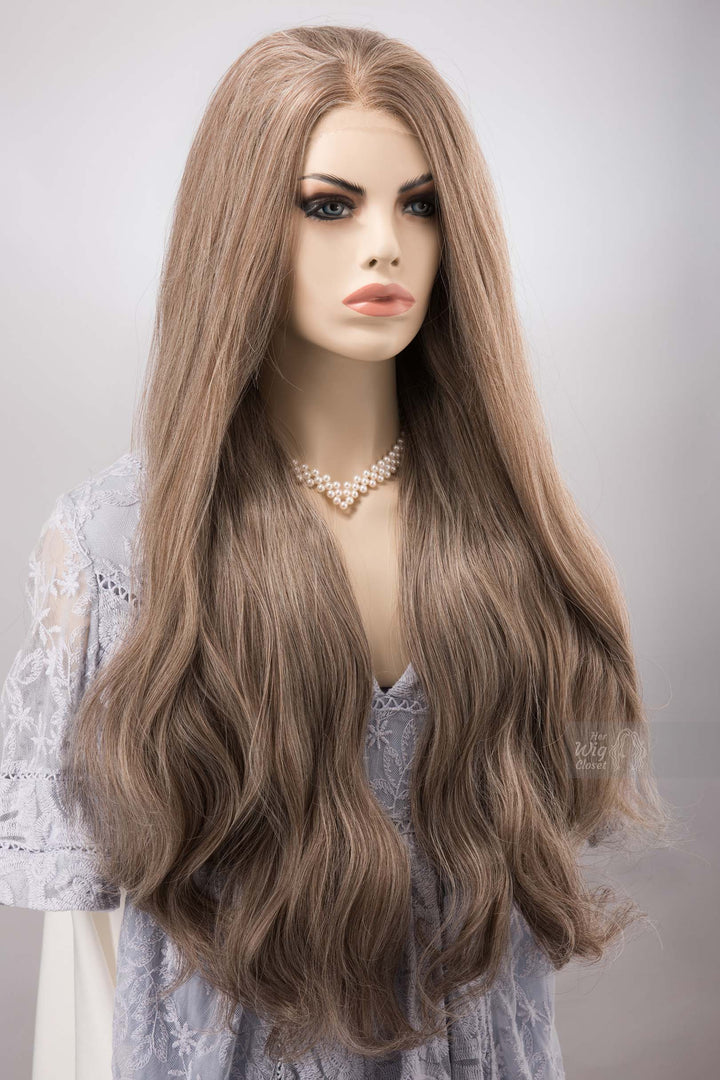 Sandy Brown Wig Ash Brown Wavy Lace Front Synthetic Wig Alvina