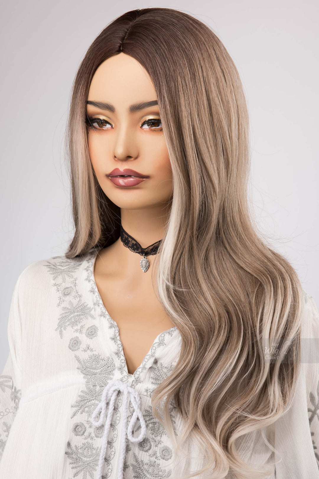 Ash Honey Blonde Wig with Creamy Blonde Highlight Wavy No Lace Wig Apphia