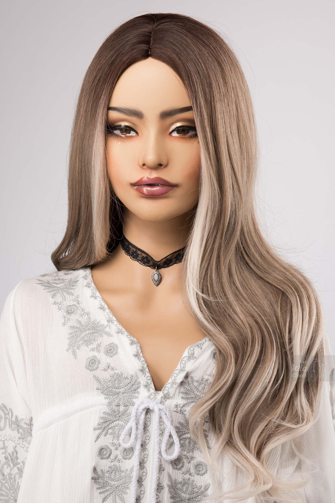 Ash Honey Blonde Wig with Creamy Blonde Highlight Wavy No Lace Wig Apphia