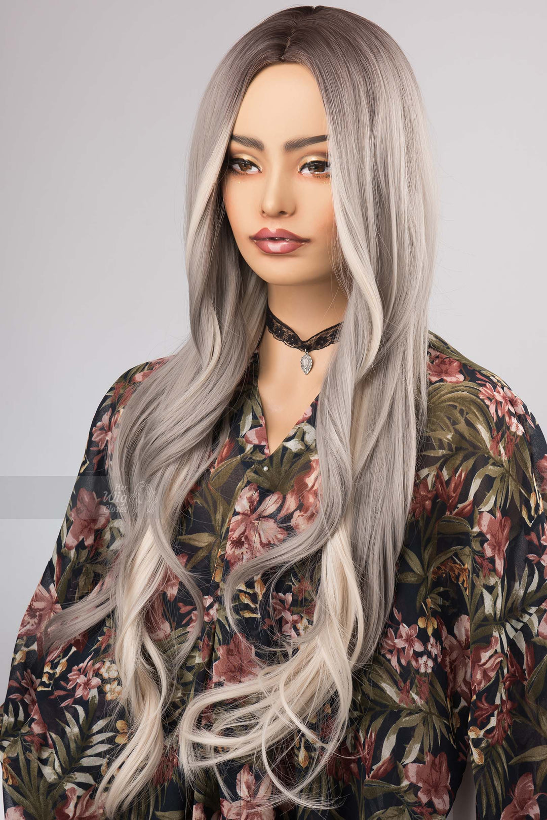 Multi Grey with White Blonde Highlight Ombre Wig with Long Wavy Hair Herwigcloset Astrid