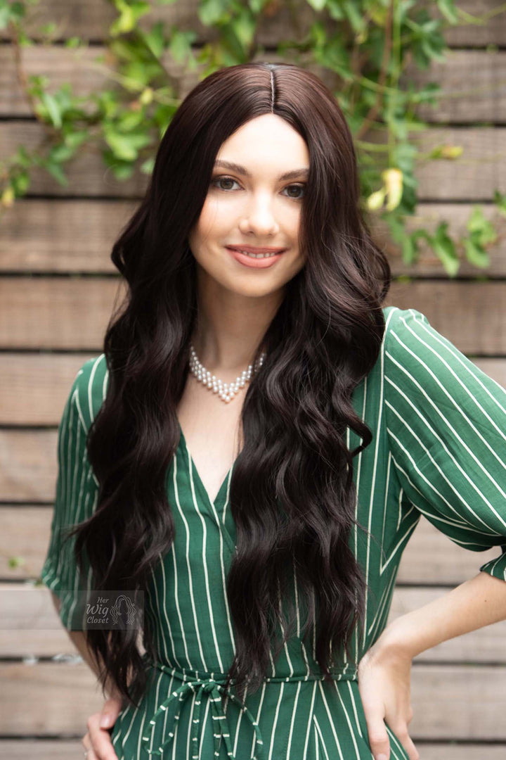Brunette Light Brown Long Wavy Small Lace Wig Delilah