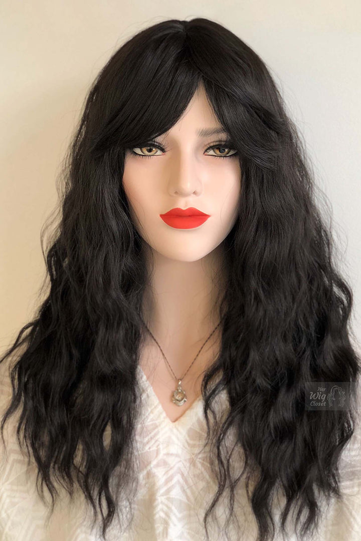 Emily | Black Loose Wave Wig with Bangs 20"