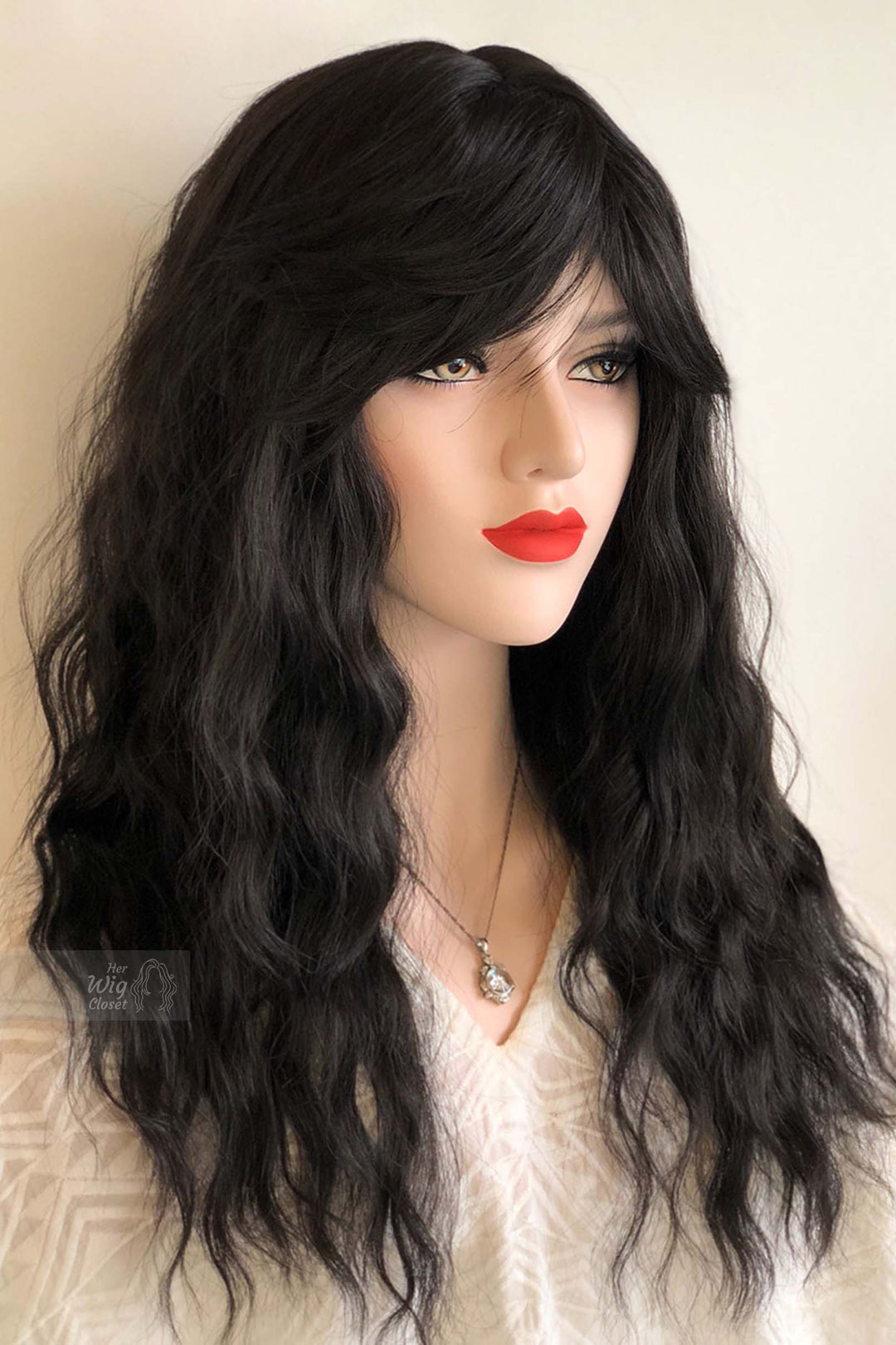 Emily | Black Loose Wave Wig with Bangs 20"