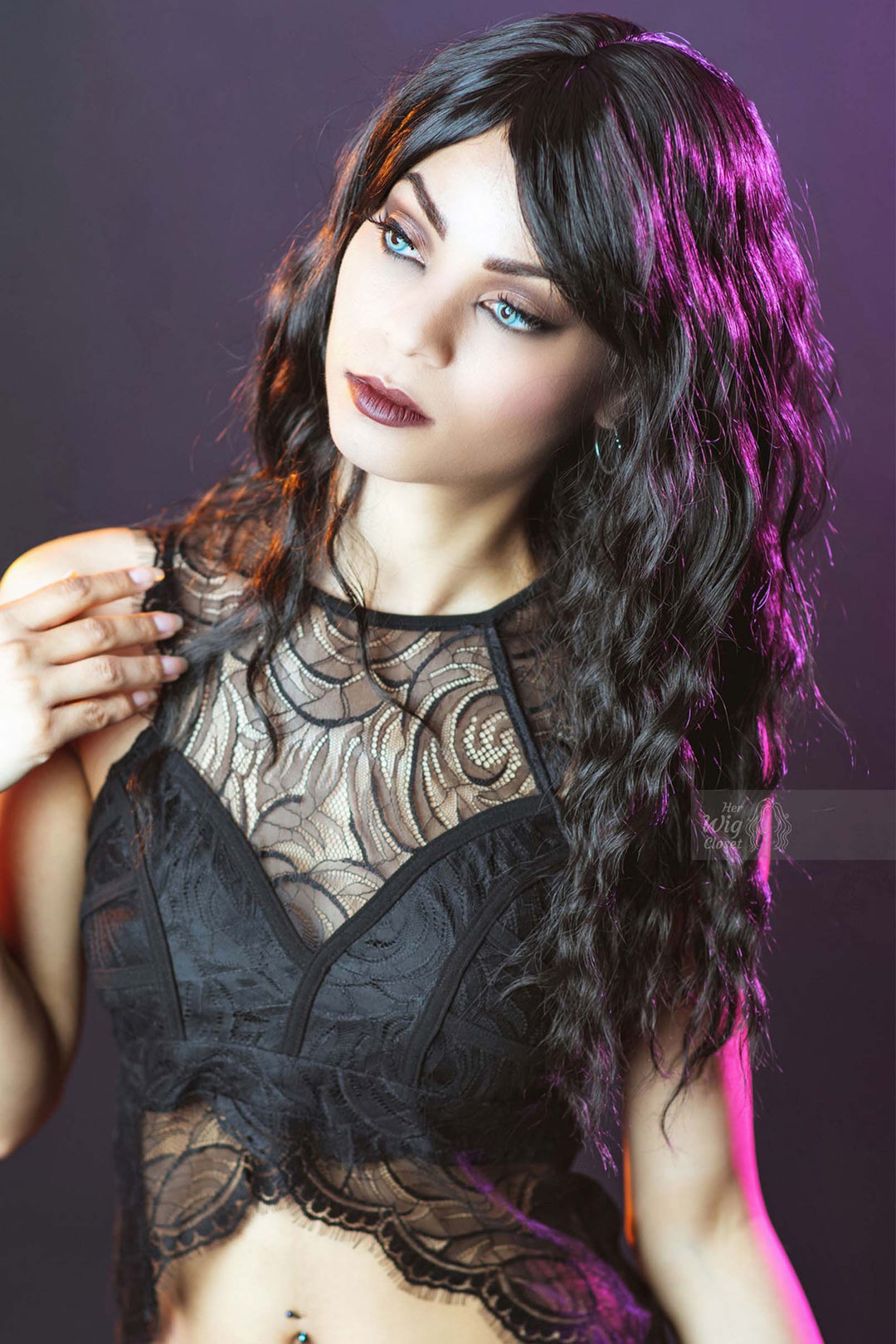 Emily | Black Loose Wave Wig with Bangs 20"