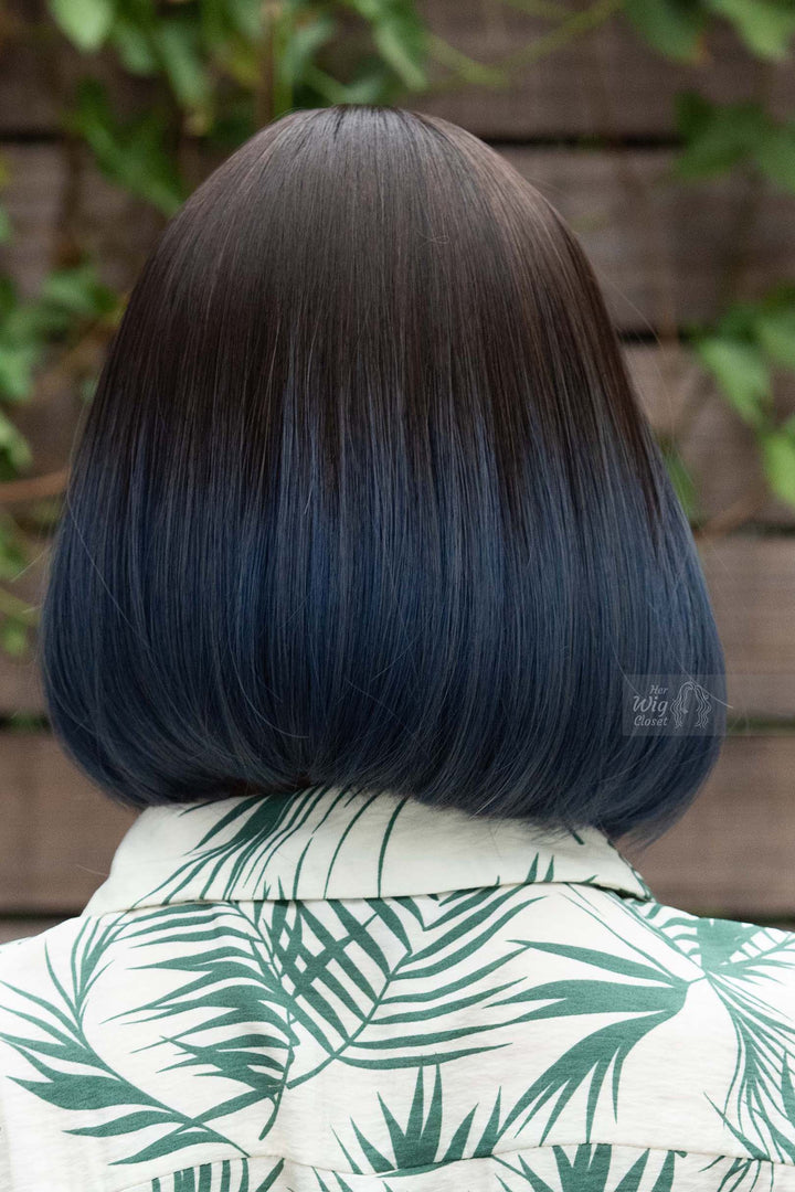 Blue Ombre Synthetic Bob Wig with Bangs Grace